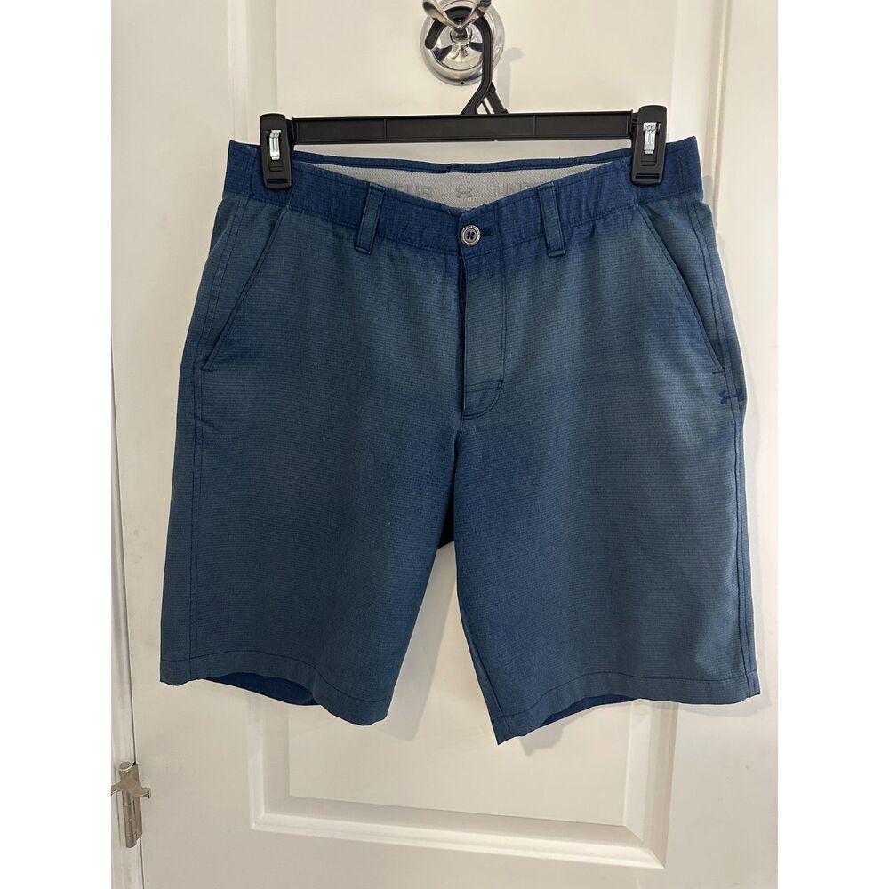 Size 34 Under Armour HeatGear Loose Shorts Navy Blue Golf Athletic Sports